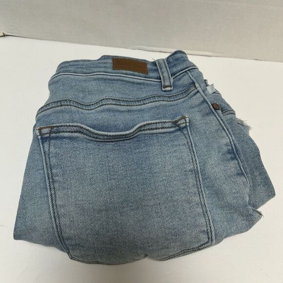 Judy Blue Pants - Judy Blue Gingham Patch Denim Cutoff Distressed Shorts Size 1XL Style #150007